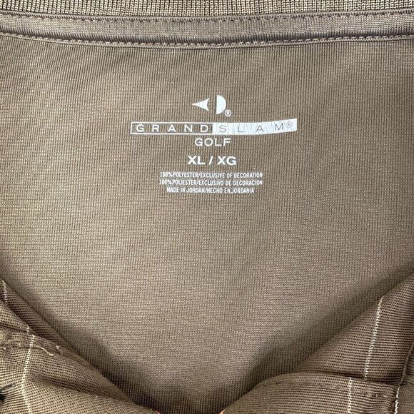 Grand Slam Golf Shirt Short Sleeve Polo Brown With Stripes Size XL - Picture 3 of 4